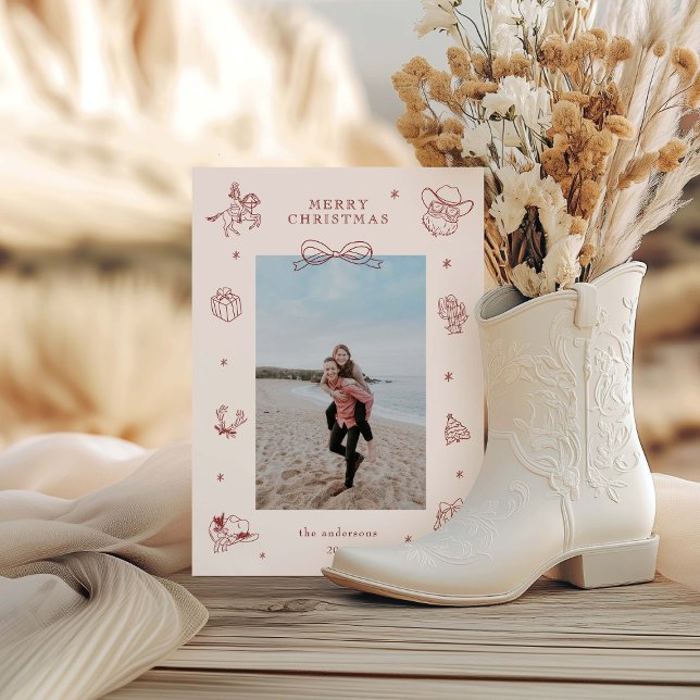 Doodle Cowboy Weihnachtskarte Foto Feiertagskarte (Von Creator hochgeladen)