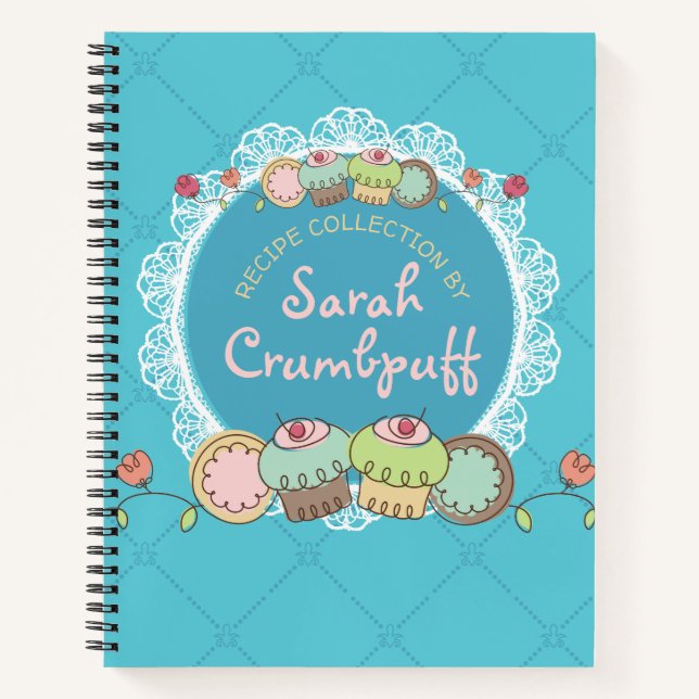 Doodle cupcake Cookie personalisiertes Rezept Koch Notizbuch (Vorderseite)