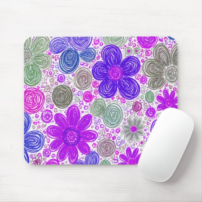 Doodle Daisy Pattern Mousepad (Mit Mouse)
