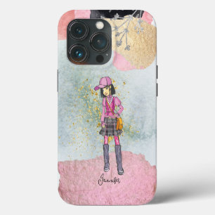 Doodle Dark Hair modischer Mädchenname Case-Mate iPhone Hülle