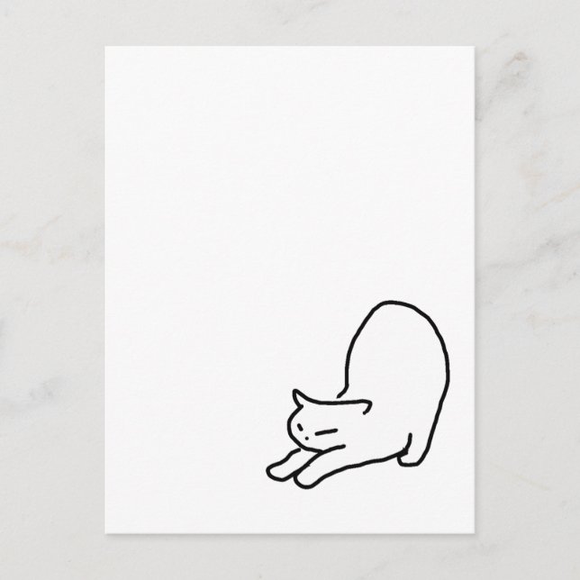 Doodle de chat sur carte postale bleue (Devant)