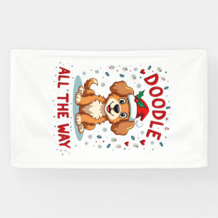 Doodle den ganzen Weg lustige Goldendoodle Weihnac Banner