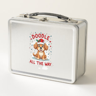 Doodle den ganzen Weg lustige Goldendoodle Weihnac Metall Brotdose