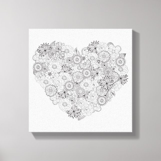 Doodle des bloralen Herzens 6 Leinwanddruck (Vorderseite)