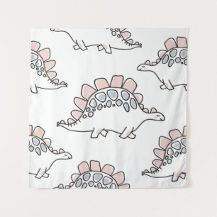 Doodle Dinosaurier: Handgezogener Spaß. Wandteppich