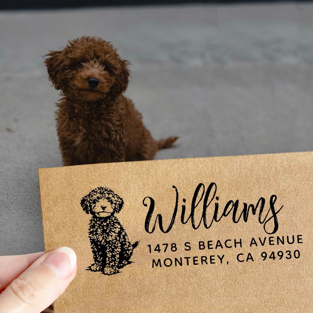 Doodle Dog Gift Return Address Dog Owner Permastempel (Von Creator hochgeladen)