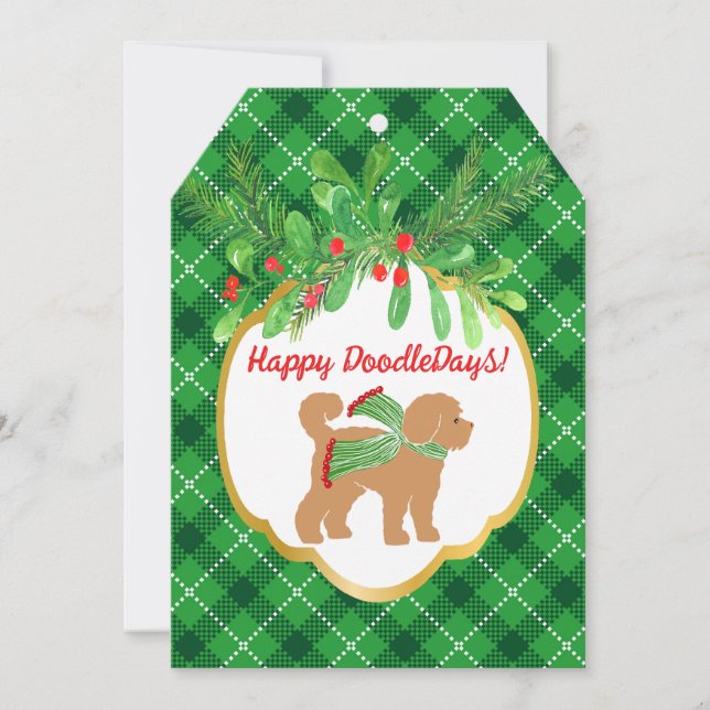 Doodle Dog Green Kariert Holiday (Vorderseite)