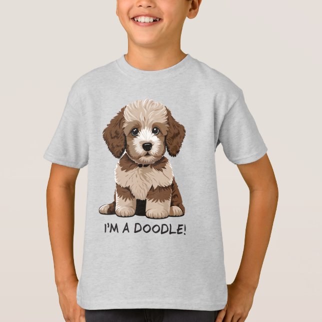 Doodle Dog niedlich Aussiedoodle Puppy Kids T-Shirt (Vorderseite)