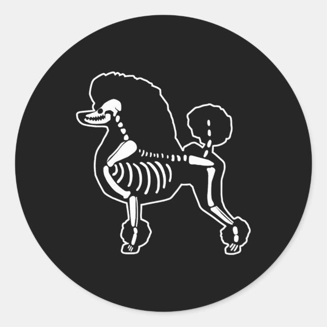 Doodle Dog Skeleton Halloween Doodle Hunde Lover O Runder Aufkleber (Vorderseite)
