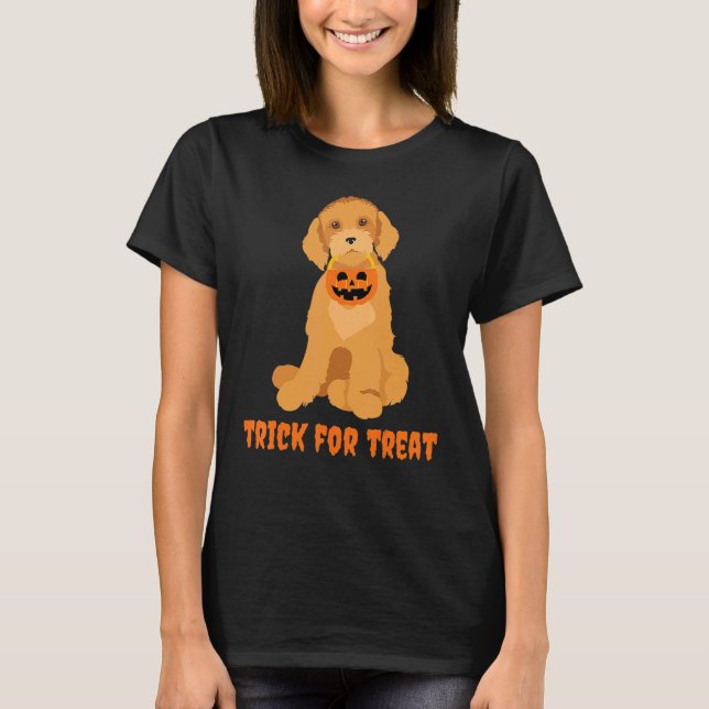 Doodle Dog Trick für Leckerei Halloween T-Shirt (Vorderseite)