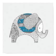 Doodle Éléphant. Décoration de nurserie.