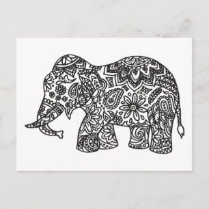 Doodle Elephant Postkarte