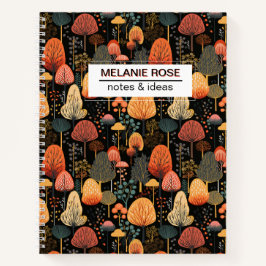 Doodle Fall Forest Pattern | Benutzerdefiniertes N Notizbuch