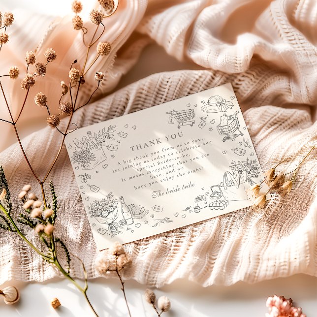 Doodle Farm Market Bridal Shower Dankeskarte (Von Creator hochgeladen)