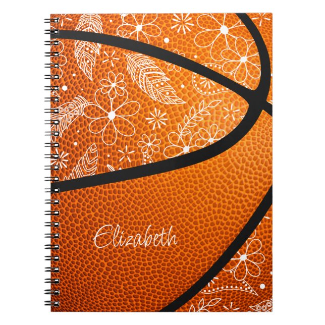 Doodle-Federn paisst Blume Basketball boho Notizblock (Vorderseite)