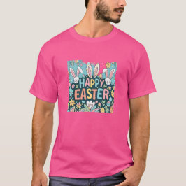 Doodle Floral Happy Oaster Bunnies Mens T - Shirt