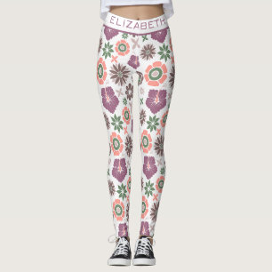 Doodle floral nahtlose Muster personalisierter Nam Leggings