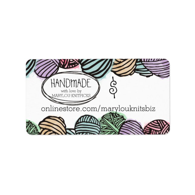 Doodle Garn Strickfaser Homespun Preisschild Adressaufkleber (Vorne)