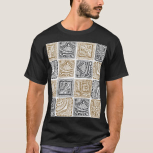 Doodle geometrisches, Vintages abstraktes Muster. T-Shirt