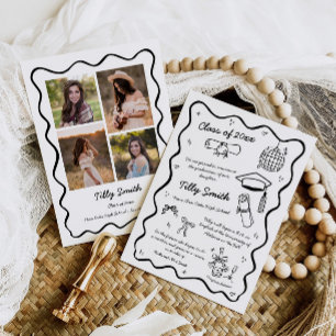 Doodle Graduation Faire-part Girl 4 Photos