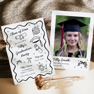 Doodle Graduation Party Einladung Whimsical Fun