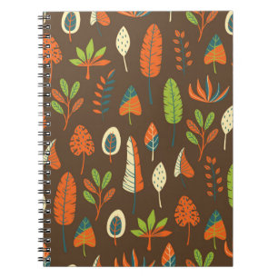 Doodle Hand Drawn Tropical Pattern mit Blätter auf Notizblock