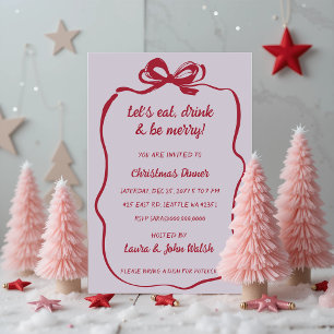 Doodle Hand gezeichnet Rosa Roter Bube Weihnachtsf Einladung