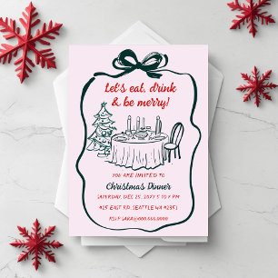 Doodle Hand gezeichnet Rosa Weihnachtsgebäck Party Einladung