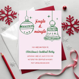 Doodle Hand gezeichnetes Red Green Weihnachtsgebäc Einladung