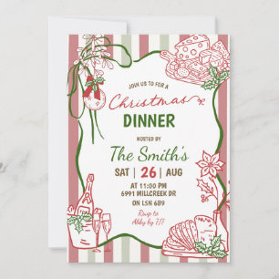 Doodle handgeschriebene Weihnachts Dinner Einladung
