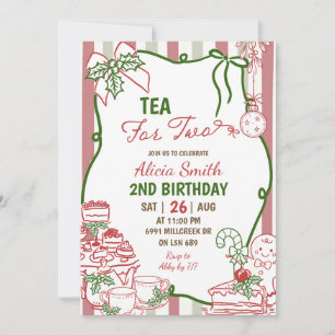 Doodle handgeschriebener Weihnachts-Tee-für-zwei G Einladung