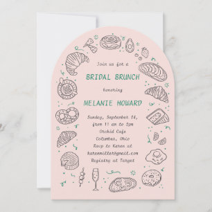 Doodle handgezeichnete Brunch-Brautjunggesellinnen Einladung