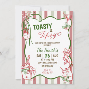 Doodle-Handschriftliche Toasty- und Tipsy-Feiertag Einladung