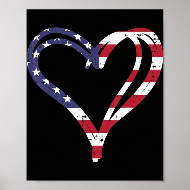 Doodle Heart US American Flag Memorial Day 4. Poster (Vorne)