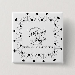 Doodle Hearts Frame Script Wedding Button