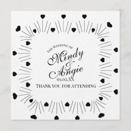 Doodle Hearts Frame Script Wedding Einladung