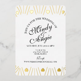 Doodle Hearts Frame Script Wedding Folieneinladung