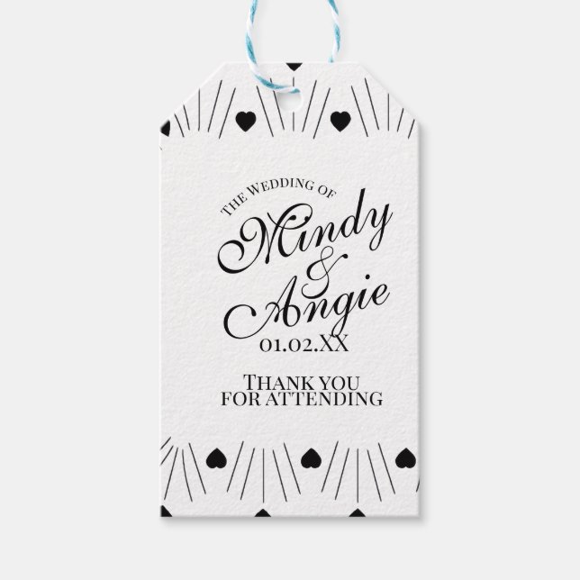 Doodle Hearts Frame Script Wedding Geschenkanhänger (Vorderseite)