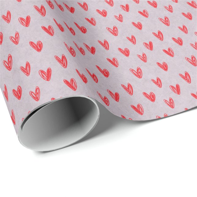 Doodle Hearts Gift Wrap - Ideal für Valentins Geschenkpapier (Rolleneckpunkt)
