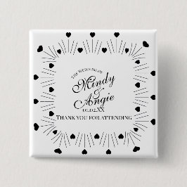 Doodle Hearts Rahmen Skript Hochzeit Button