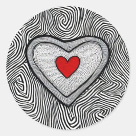 Doodle Herz Liebe Rundkleber Hochzeit Runder Aufkleber