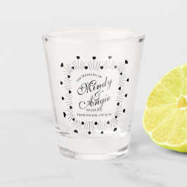 Doodle-Herzen Rahmen Skript Hochzeit Schnapsglas