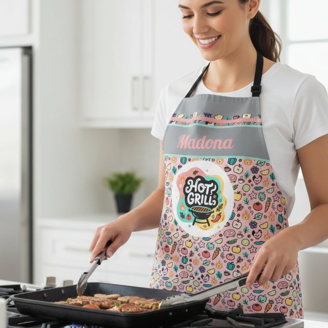 Doodle Hot Grill BBQ Summer Kitchen Schürze (Von Creator hochgeladen)