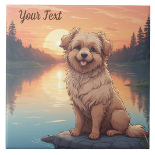 Doodle-Hund am See Fliese