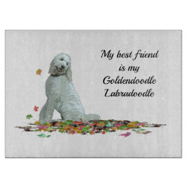 Doodle Hund in Blätter, Aufschnitt Schneidebrett