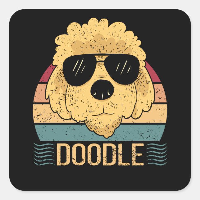 Doodle Hunde Goldendoodle Dog Besitzer Quadratischer Aufkleber (Vorderseite)
