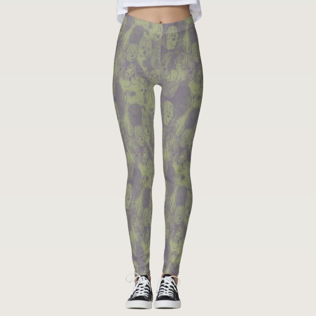 Doodle-Hunde Leggings (Vorderseite)