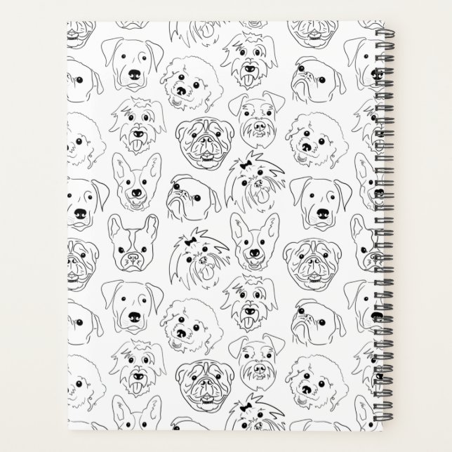Doodle Hunde über die gesamte Drucklinie Zeichnend Planer (Rückseite)