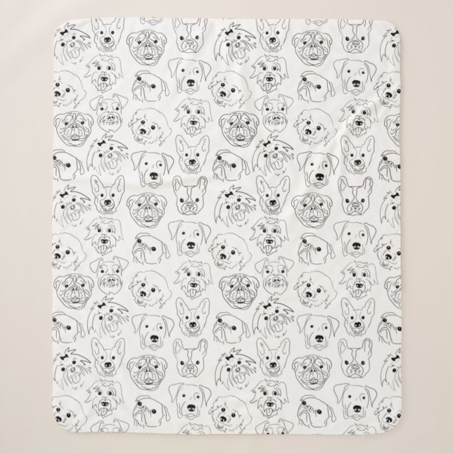 Doodle-Hunde über die gesamte Drucklinie Zeichnend Sherpadecke (Vorderseite)