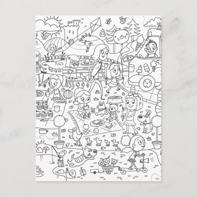 Doodle i spy in Parkfarben Postkarte (Vorderseite)